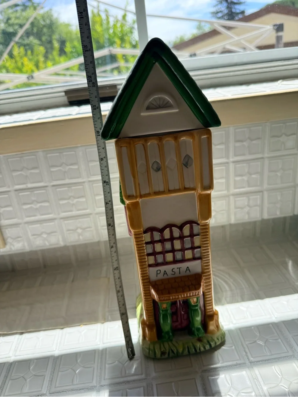 Ceramic Pasta House Storage Jar - Green Roof